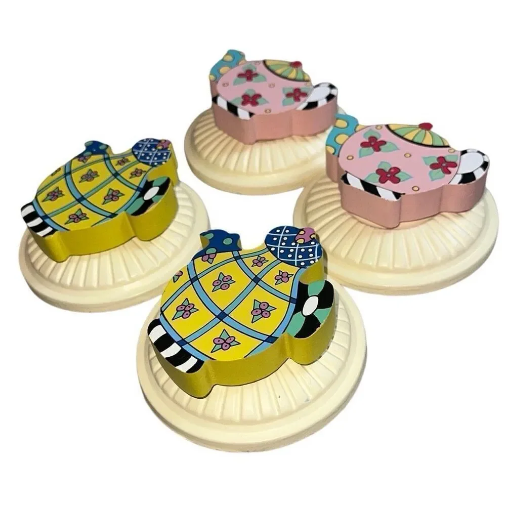 Shannon McGraw Ganz Whimsical accent curtain rod Teapot Tea cup Lot of 4